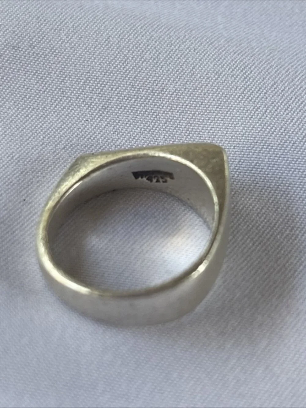 925 Sterling Silver Modernist Geometric Signet Ring Artisan Size 7 Vintage